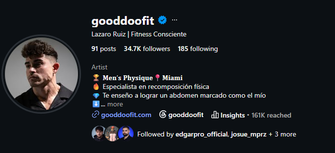 Perfil de Instagram de @gooddoofit