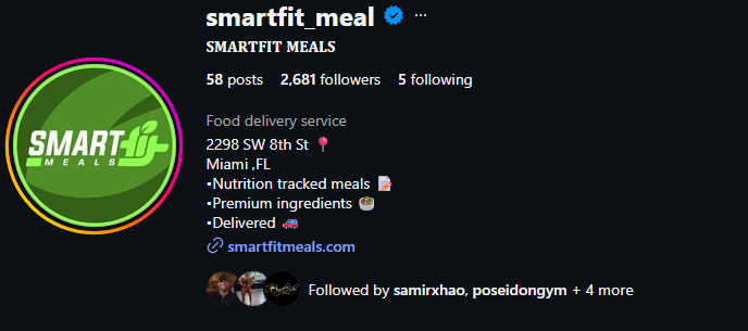 Perfil de Instagram de @smartfit_meal