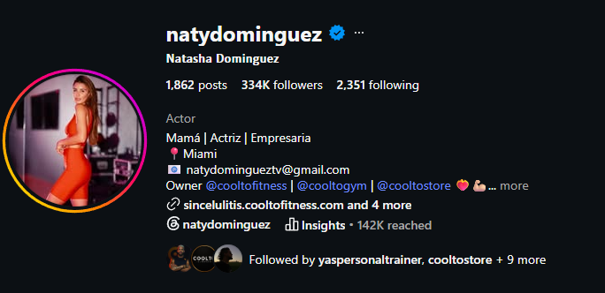 Perfil de Instagram de @natydominguez