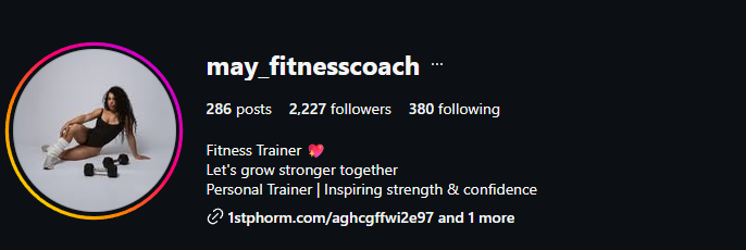 Perfil de Instagram de @may_fitnesscoach
